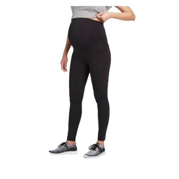 NEW Sz XS Ingrid & Isabel Maternity Crossover Panel Active Pants leggings black - Picture 1 of 8